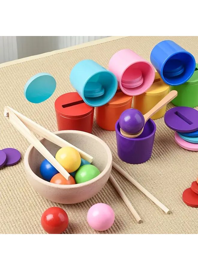 1 Set Color Shape Recognition Puzzle Toy With 8 Color Classification Matching Cup Desktop Game - Image 2